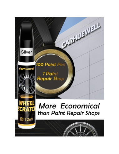 Pintura de Retoque Plateada Carhuewell 18.93 ml - Kit de Reparación