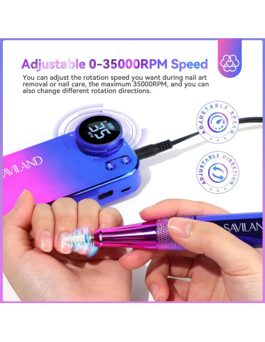 Taladro de Uñas Eléctrico Saviland PRO 35000RPM Portátil