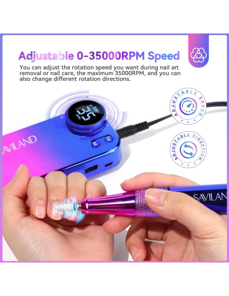 Taladro de Uñas Eléctrico Saviland PRO 35000RPM Portátil