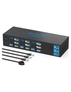 Conmutador KVM 3 PC 3 Monitores AILVLVNG 4K 144Hz HDMI DP