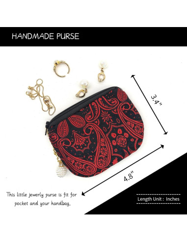 Monedero de Joyería Hecho a Mano para Mujer - Negro y Rojo
