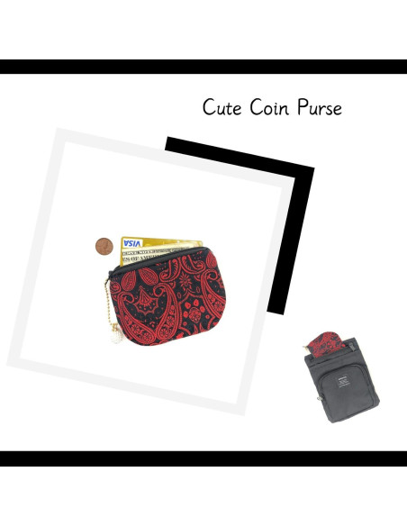 Monedero de Joyería Hecho a Mano para Mujer - Negro y Rojo