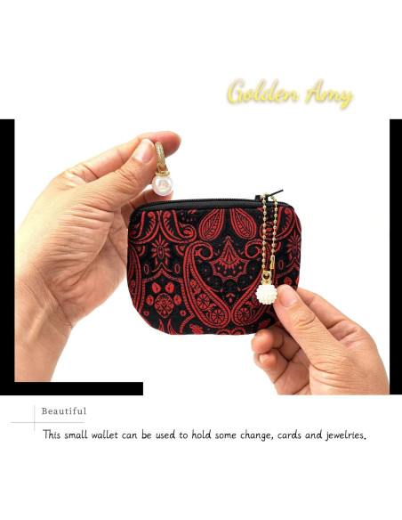 Monedero de Joyería Hecho a Mano para Mujer - Negro y Rojo