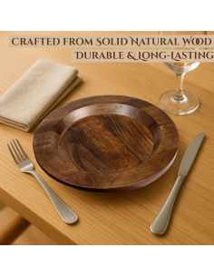 Juego de 2 Platos Cargadores de Madera CLEENTABLE 33 cm Nuez 2