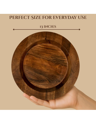 Juego de 2 Platos Cargadores de Madera CLEENTABLE 33 cm Nuez