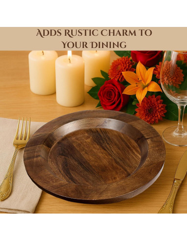 Juego de 2 Platos Cargadores de Madera CLEENTABLE 33 cm Nuez