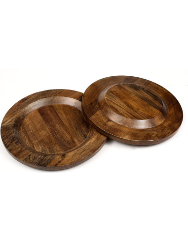 Juego de 2 Platos Cargadores de Madera CLEENTABLE 33 cm Nuez
