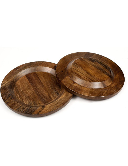 Juego de 2 Platos Cargadores de Madera CLEENTABLE 33 cm Nuez