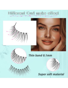 Pestañas Postizas Suaves Obeyalash 10 Pares 3D Banda Transparente 2