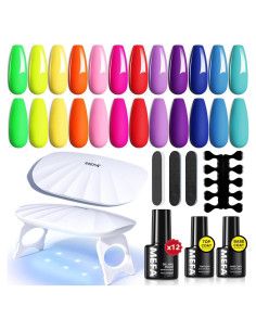 Kit de Esmalte de Uñas de Gel MEFA 19 Piezas con Luz UV