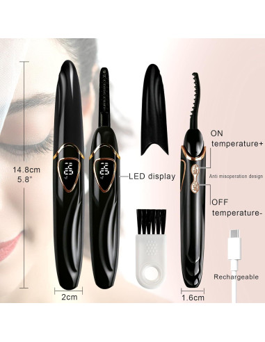 Rizador de Pestañas Calentado Tehoi S600 - Control de Temperatura