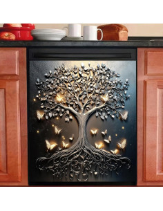 Cubierta Magnética para Lavavajillas BlissYard 58x66 cm Árbol Mariposa 2