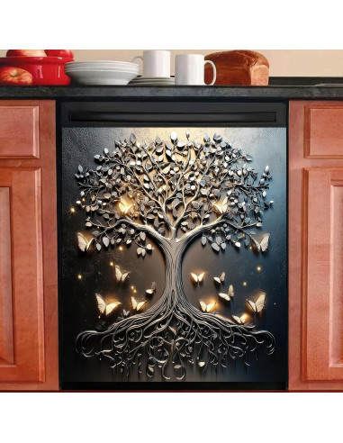 Cubierta Magnética para Lavavajillas BlissYard 58x66 cm Árbol Mariposa