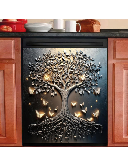 Cubierta Magnética para Lavavajillas BlissYard 58x66 cm Árbol Mariposa