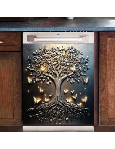 Cubierta Magnética para Lavavajillas BlissYard 58x66 cm Árbol Mariposa