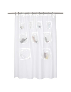 Cortina de Ducha N&Y HOME Blanca Repelente al Agua 180x183 cm