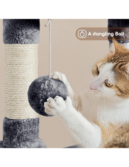 Torre para Gatos Yaheetech 106.68 cm con Rascador y Perchero