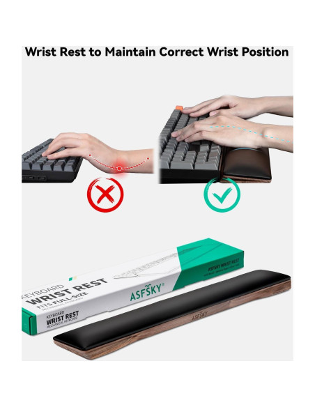 Reposamuñecas Ergonómico ASFSKY de Madera Nuez con Espuma