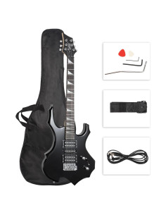 Guitarra Eléctrica Glarry Llama Negra 6 Cuerdas con Accesorios
