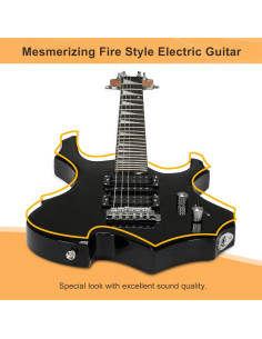 Guitarra Eléctrica Glarry Llama Negra 6 Cuerdas con Accesorios 2