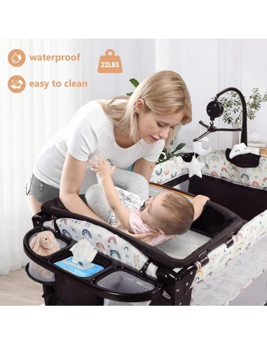 Cuna Plegable Kinder King 4 en 1 Portátil Multicolor