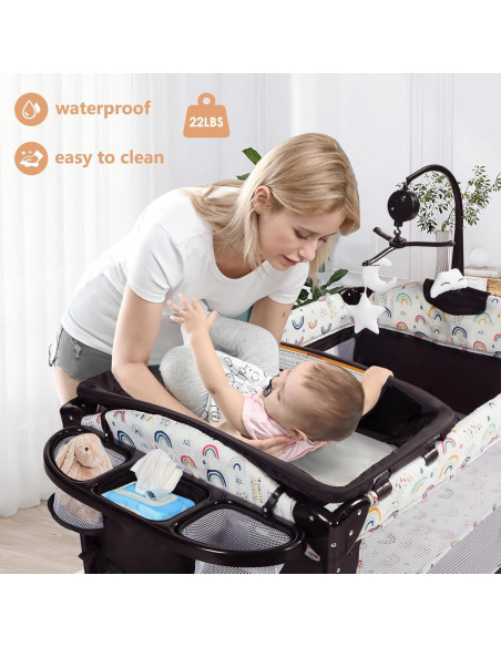 Cuna Plegable Kinder King 4 en 1 Portátil Multicolor