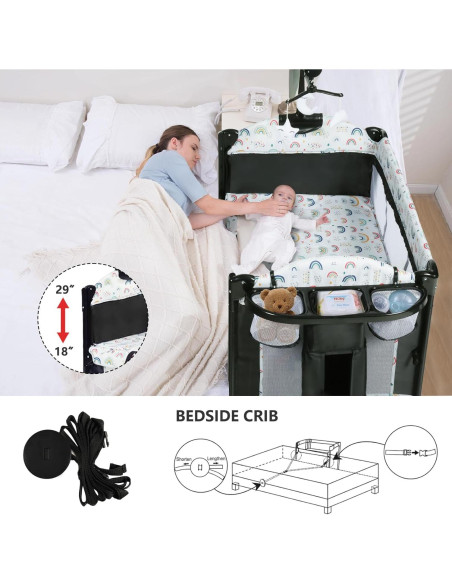 Cuna Plegable Kinder King 4 en 1 Portátil Multicolor