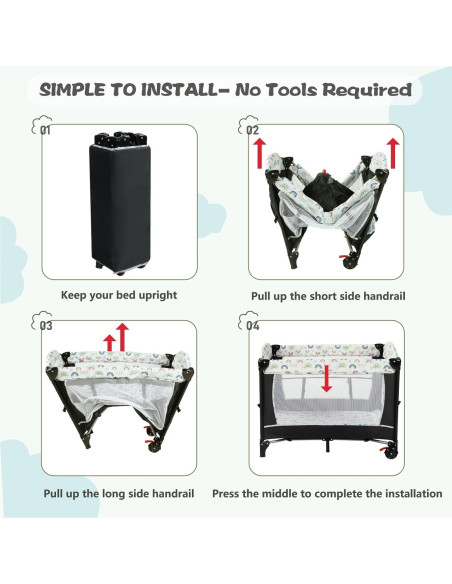 Cuna Plegable Kinder King 4 en 1 Portátil Multicolor