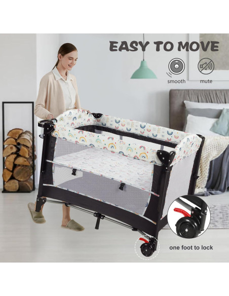 Cuna Plegable Kinder King 4 en 1 Portátil Multicolor