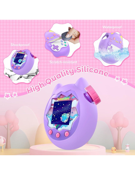 Funda Protectora de Silicona KONXISA para Tamagotchi Morado