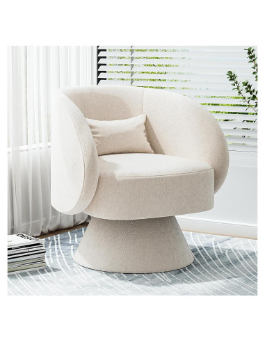 Silla Giratoria Nolohoo Beige Redonda Acolchada 360