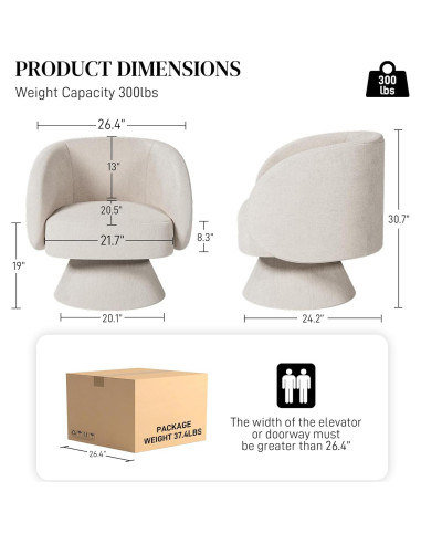 Silla Giratoria Nolohoo Beige Redonda Acolchada 360