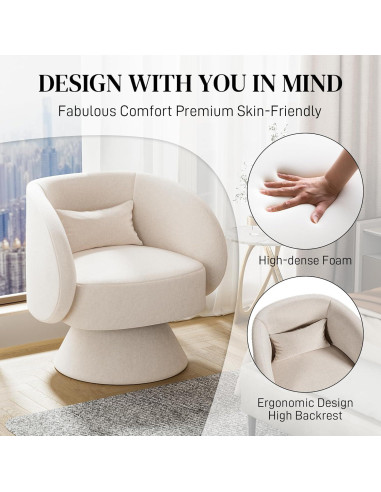Silla Giratoria Nolohoo Beige Redonda Acolchada 360