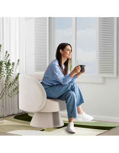 Silla Giratoria Nolohoo Beige Redonda Acolchada 360