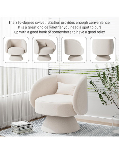 Silla Giratoria Nolohoo Beige Redonda Acolchada 360