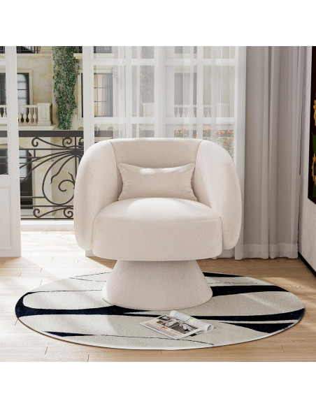 Silla Giratoria Nolohoo Beige Redonda Acolchada 360