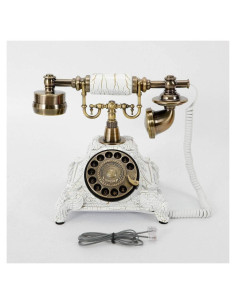 Teléfono de Escritorio Antiguo FLYHERO Blanco Retro Disco