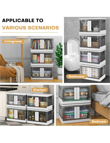 3 Cajas de Almacenamiento Plegables 19 Galones Nuestro Espacio Moderno