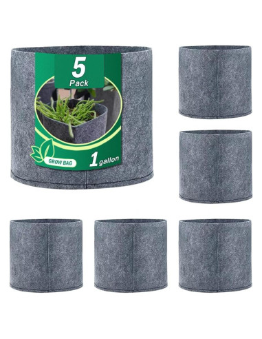 5 Bolsas de Crecimiento 1 Galón BW BEST WAY para Jardinería