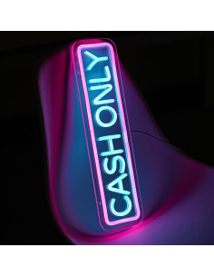 Letrero Neón Solo Efectivo Xixkilly 42x15 cm USB LED 2