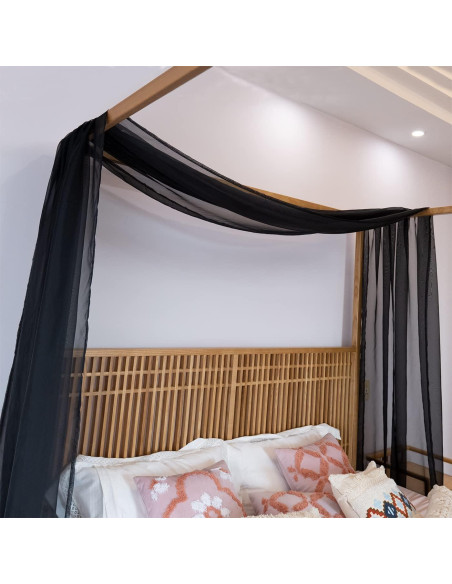 Cortina de Dosel Negra Linentalks 132x520 cm para Cama Individual