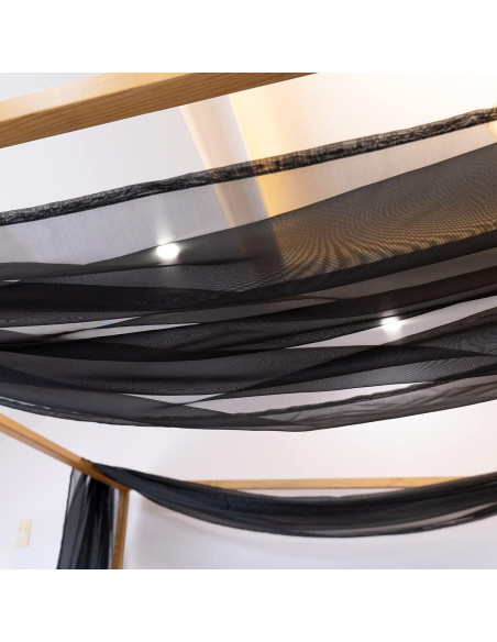 Cortina de Dosel Negra Linentalks 132x520 cm para Cama Individual