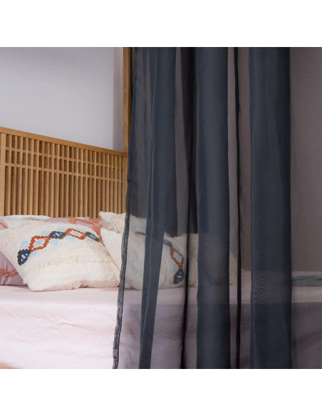 Cortina de Dosel Negra Linentalks 132x520 cm para Cama Individual