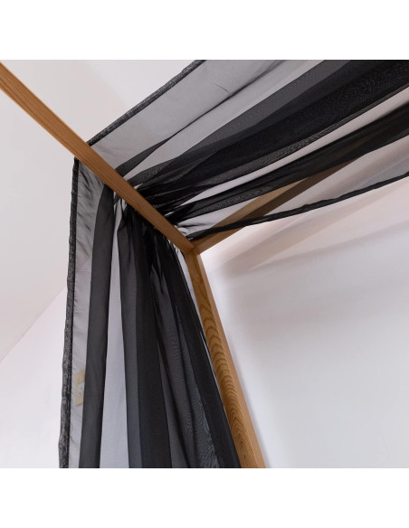 Cortina de Dosel Negra Linentalks 132x520 cm para Cama Individual