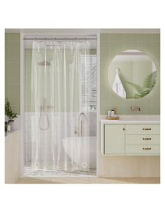 Cortina de Ducha Amazer 91x183 cm PEVA Transparente con Ojetes