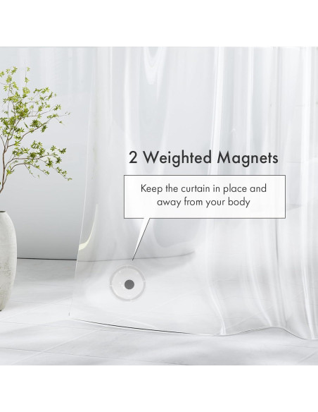 Cortina de Ducha Amazer 91x183 cm PEVA Transparente con Ojetes