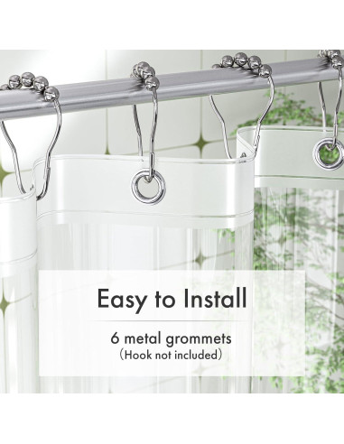 Cortina de Ducha Amazer 91x183 cm PEVA Transparente con Ojetes