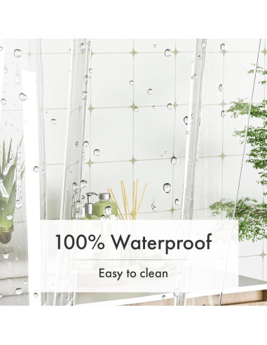 Cortina de Ducha Amazer 91x183 cm PEVA Transparente con Ojetes