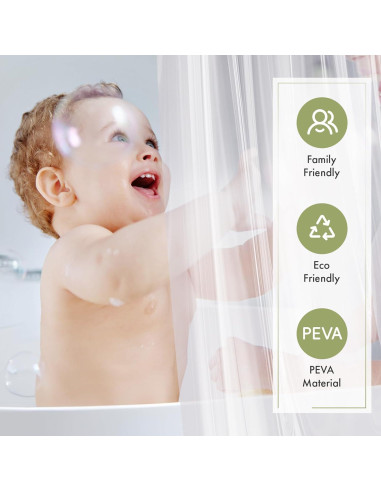 Cortina de Ducha Amazer 91x183 cm PEVA Transparente con Ojetes