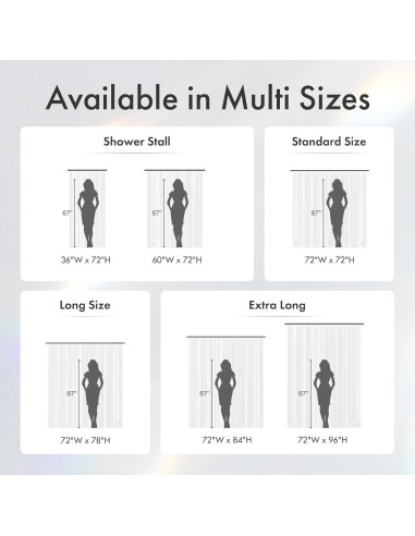 Cortina de Ducha Amazer 91x183 cm PEVA Transparente con Ojetes